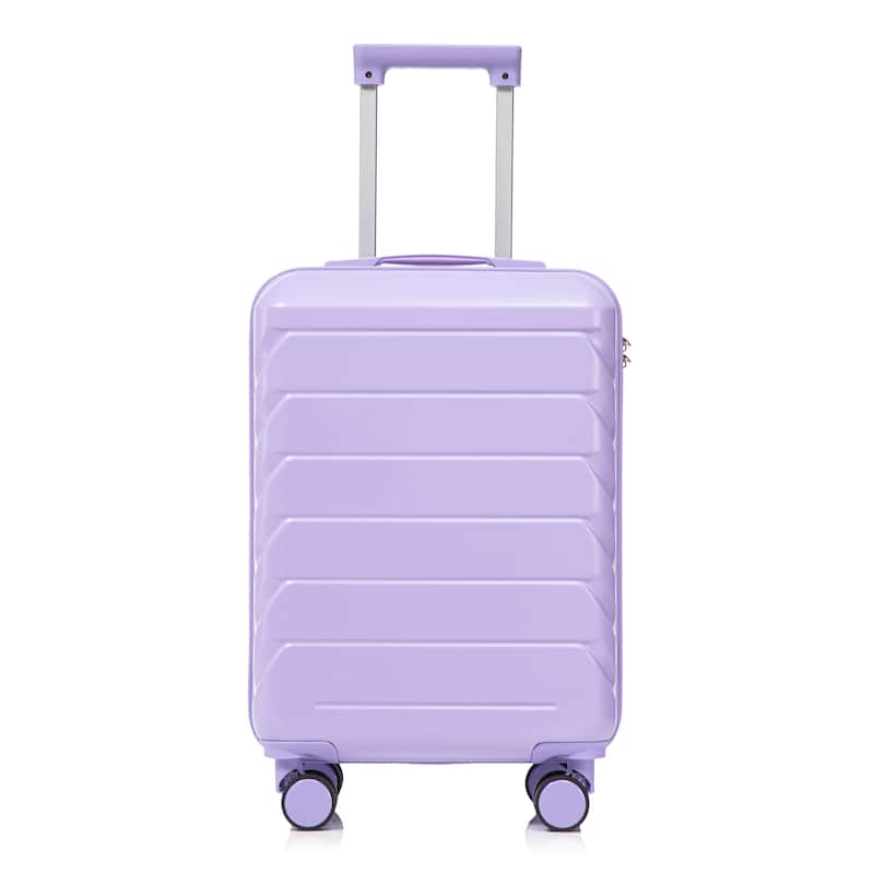 14"/20" 2-Piece, Modern Luggage Sets with Makeup Case, Spinner Wheel and Combination Lock, for Boarding Travel, Blue+Purple