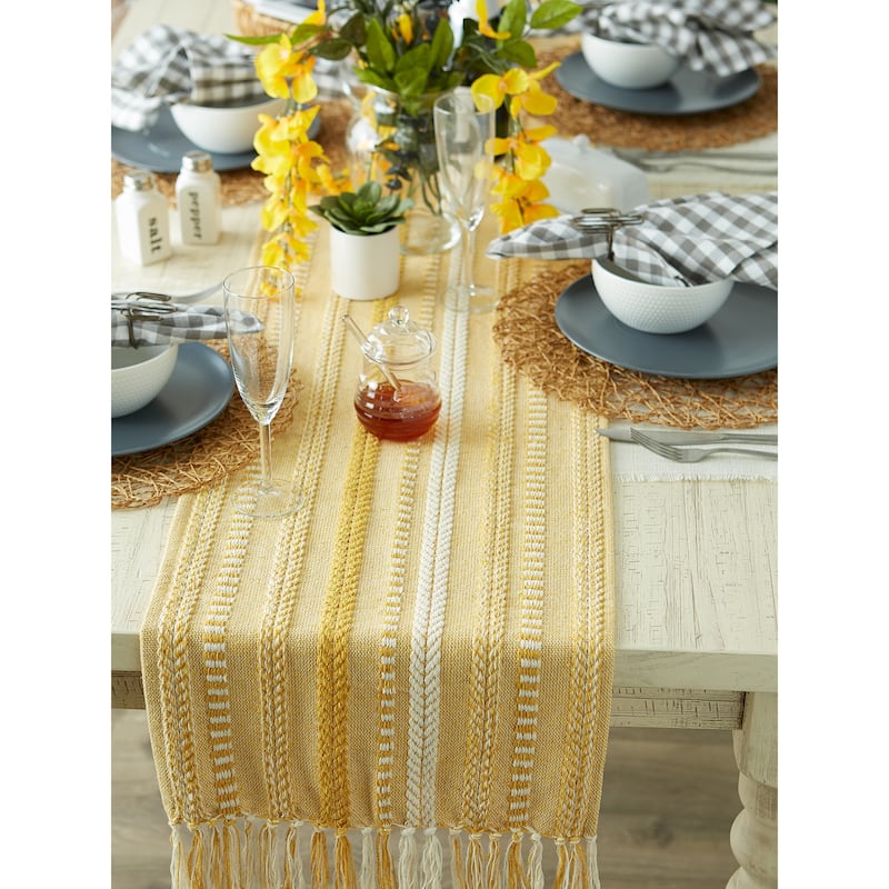 DII Black Braided Stripe Table Runner