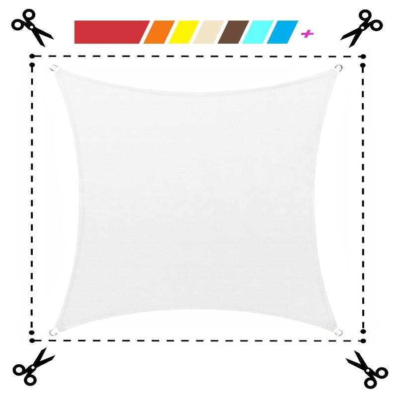ColourTreeUSA Square Custom Size White Sun Shade Sail HDPE Mesh Fabric Screen Canopy UV Block 190 GSM