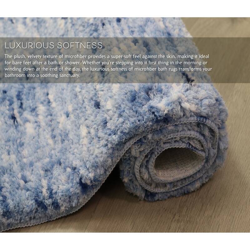 Home Weavers Cloud Comfort 100% Microfiber Bathroom Rug, Non Slip Bath & Water Absorbent Soft Bath Mat - 3 PC Set with Runner