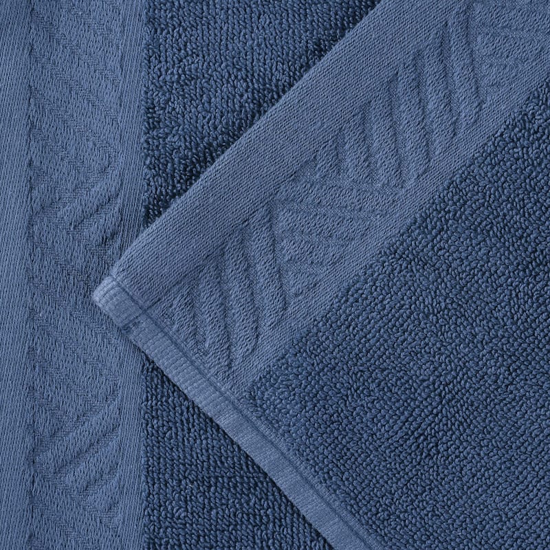 Superior Basketweave Egyptian Cotton Jacquard and Solid Bath Towel Set of 4