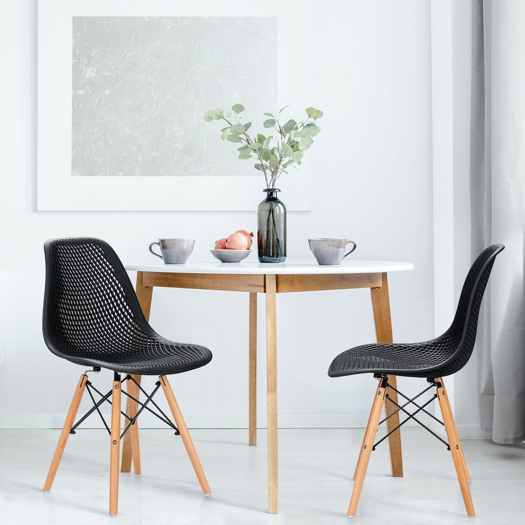 Gymax 2PCS Modern DSW Dining Chair Office Home w/ Mesh Design Wooden - See Details
