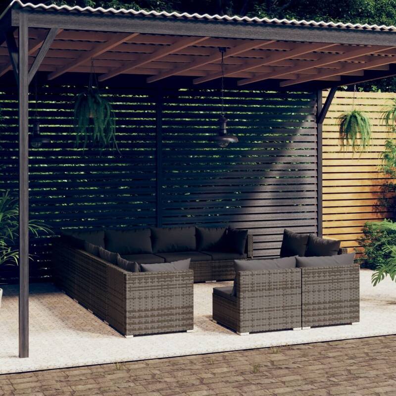 vidaXL Patio Lounge Set Outdoor Sectional Sofa Set Table Garden Poly Rattan