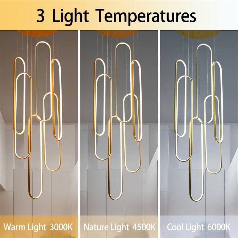6 Ring Modern Chandelier Large LED High Ceiling Chandeliers