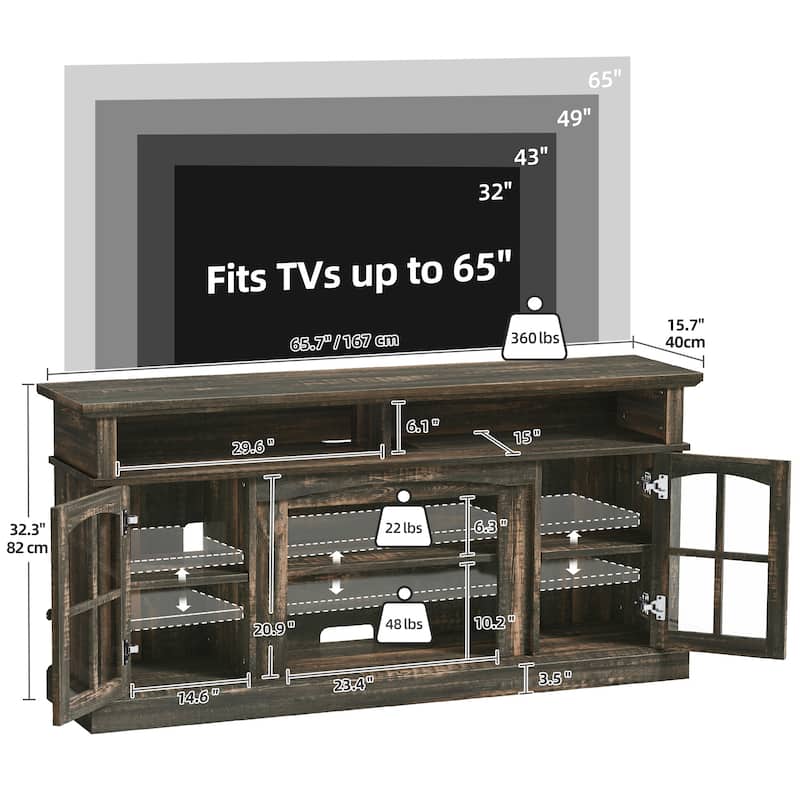 Moasis Farmhouse 65" Highboy LED TV Stand, Entertainment Center Media Console for TV up to 65"