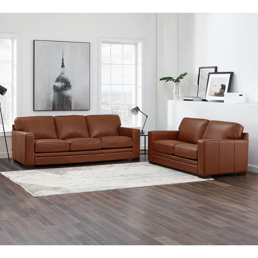 Hydeline Dillon Top Grain Leather Sofa Set, Sofa and Loveseat - Sofa, Loveseat