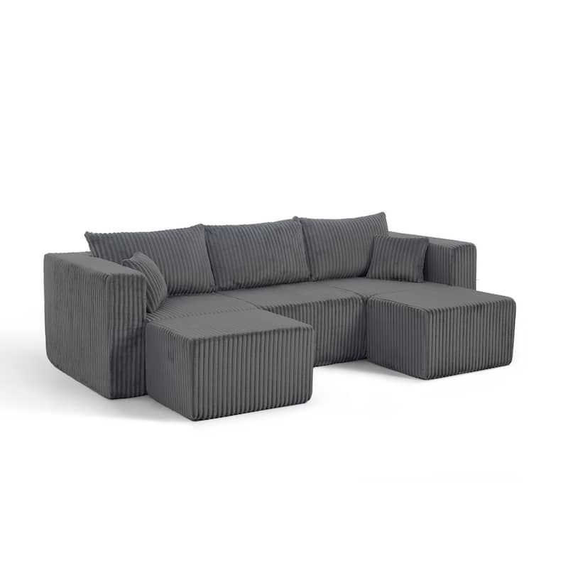 94.1" U-Shaped Sectional Sofa with Two Movable Ottomans