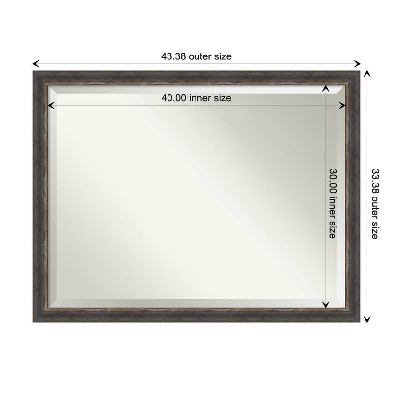 Beveled Wall Mirror - Bark Rustic Char Narrow Frame - Bark Rustic Char Narrow - 43.5 x 33.5-inch