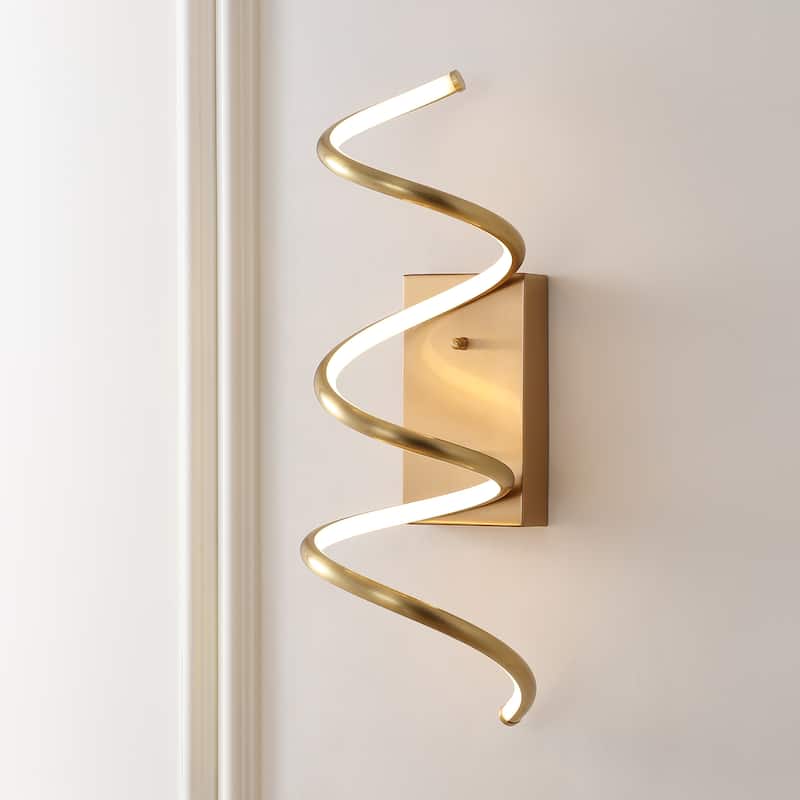 Draper Modern Metal Integrated LED Vanity Light Sconce, by JONATHAN Y - Gold