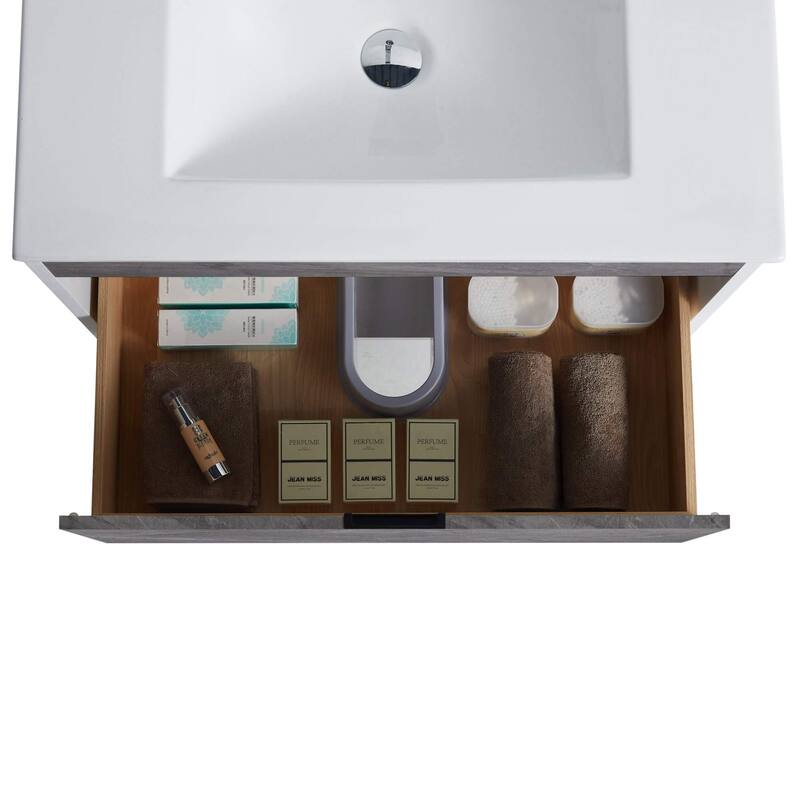 Fine Fixtures - Wall Mount Bathroom Vanity And Sink, Knob Free Design - Alpine Collection -