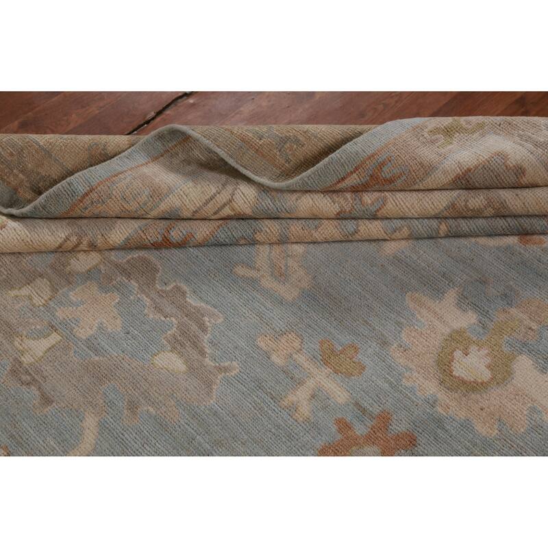Hand Knotted Oriental 100% Wool Carpet Transitional All-Over Navy Blue & Blues Oushak Area Rug - 9' 11'' X 8' 4''