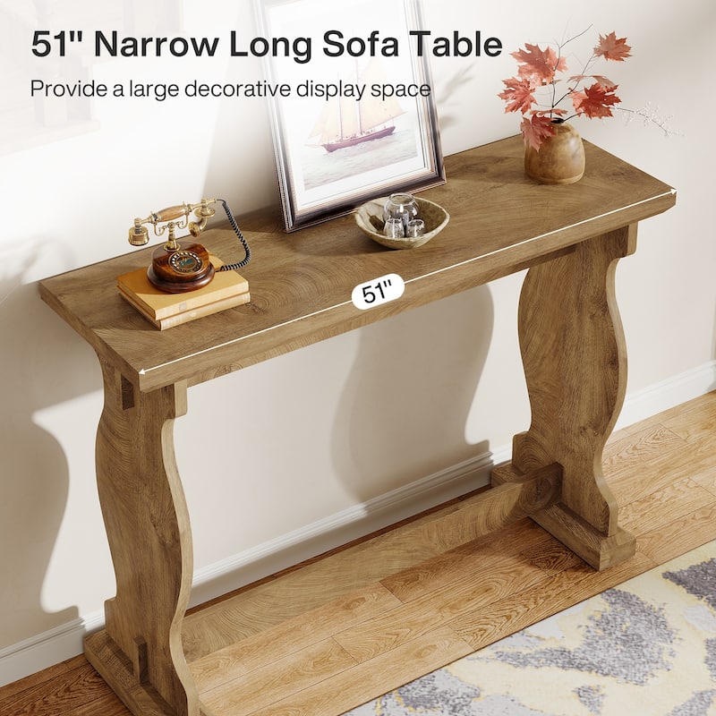 51 Inches Narrow Wooden Console Table for Entryway