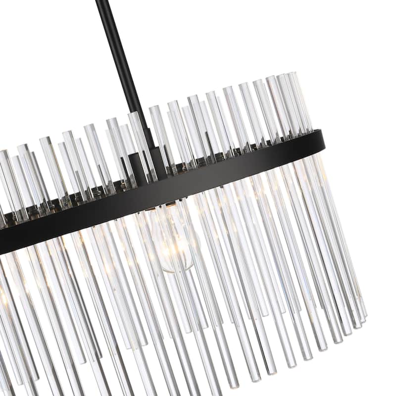 Artcraft Ava 2-Light Chandelier - Black with Clear Glass Rods Shade