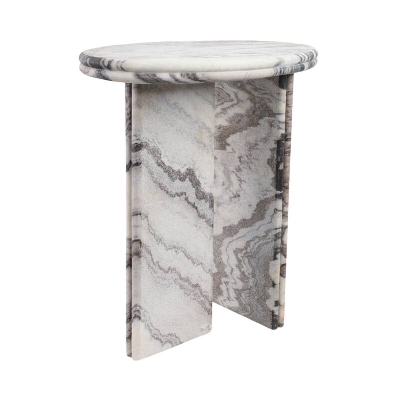 Stone Accent Table with Pedestal Base Modern Design - 24" White - 20" x 15" x 24"