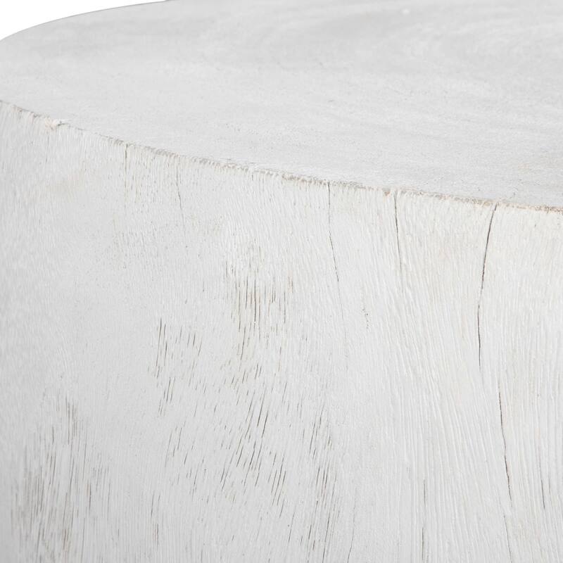 Hand Carved Textured Coffee Accent Table - 23.5" - Matte White