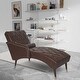 preview thumbnail 16 of 27, Chaise Lounge Arm Chair with Pillow and Wood Legs,Accent Soft Chair with Tufted Back and Arm,Upholstered Chaise Couch Chair Dark Brown