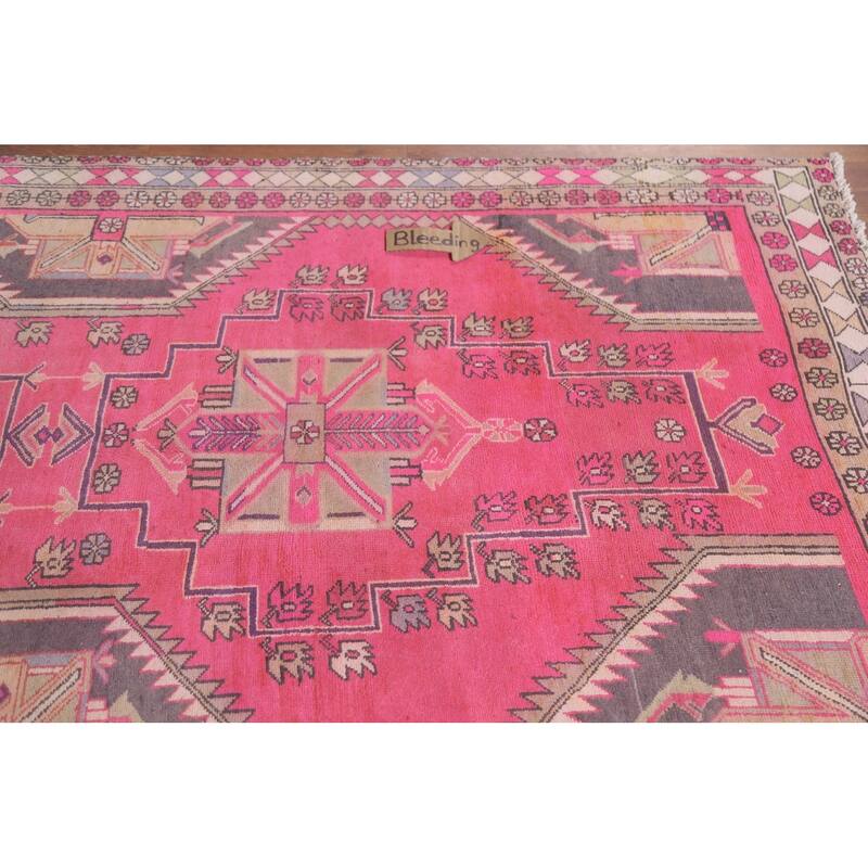 Hand Knotted Oriental 100% Wool Carpet Traditional Tribal Pink Ardebil Runner Rug - 9' 10'' X 4' 4''