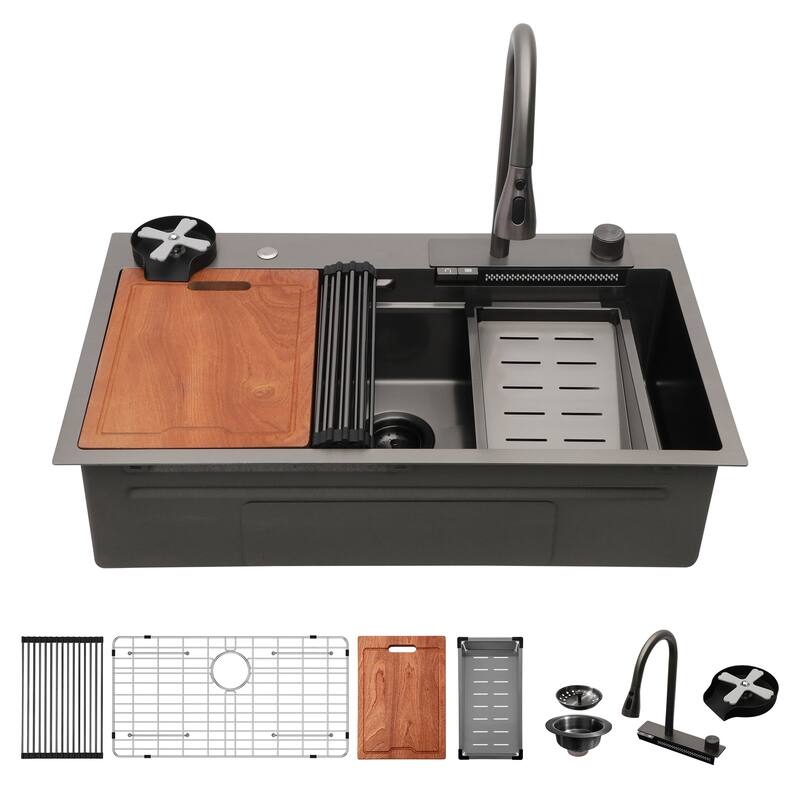 33" Drop-In 16 Gauge Single Bowl Stainless Steel Kitchen Sink - 33'' x 19.29'' x 9''