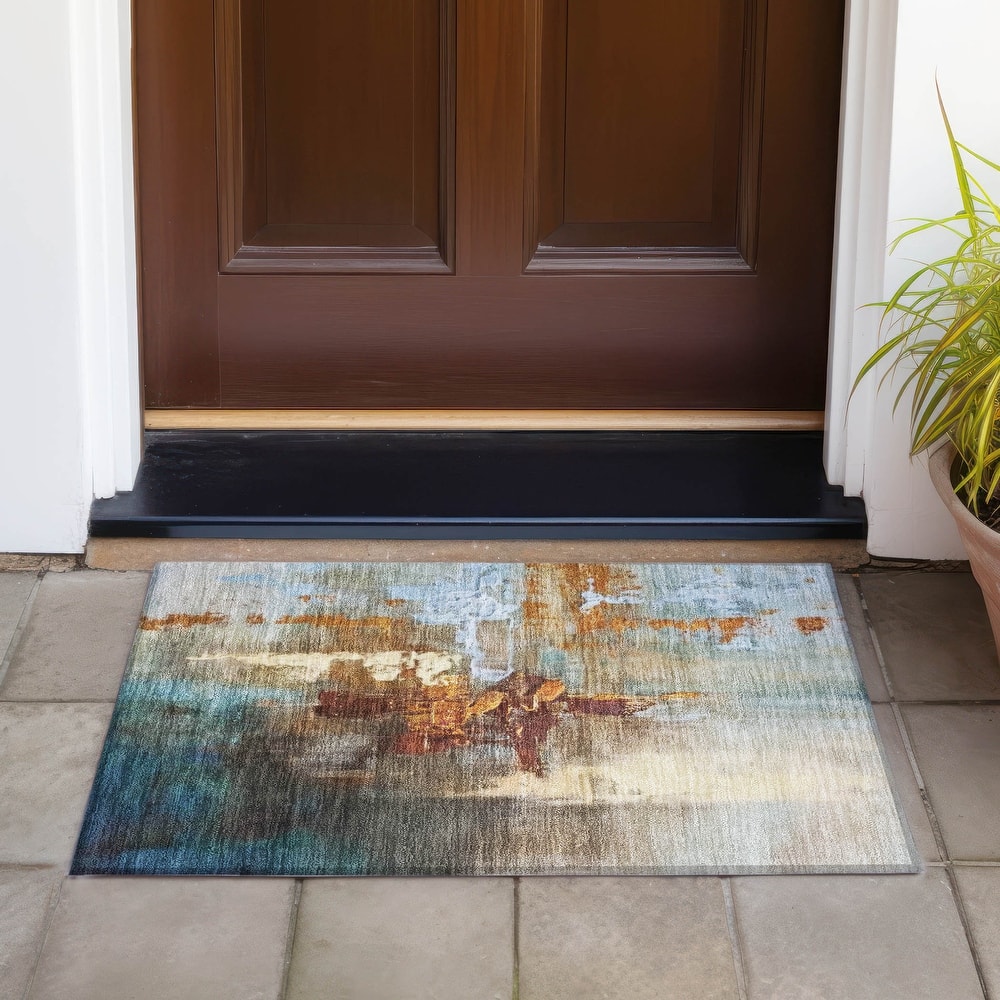 Machine Washable Indoor/Outdoor Modern Painters Touch Chantille Rug