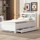 preview thumbnail 1 of 26, Twin Platform Bed with Storage Headboard, USB, Twin Size Trundle and 3-Drawers, White