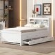 preview thumbnail 2 of 26, Twin Size Platform Kids Bed Frame with Storage Headboard, USB, Twin Size Trundle and 3-Drawers for Bedroom, White