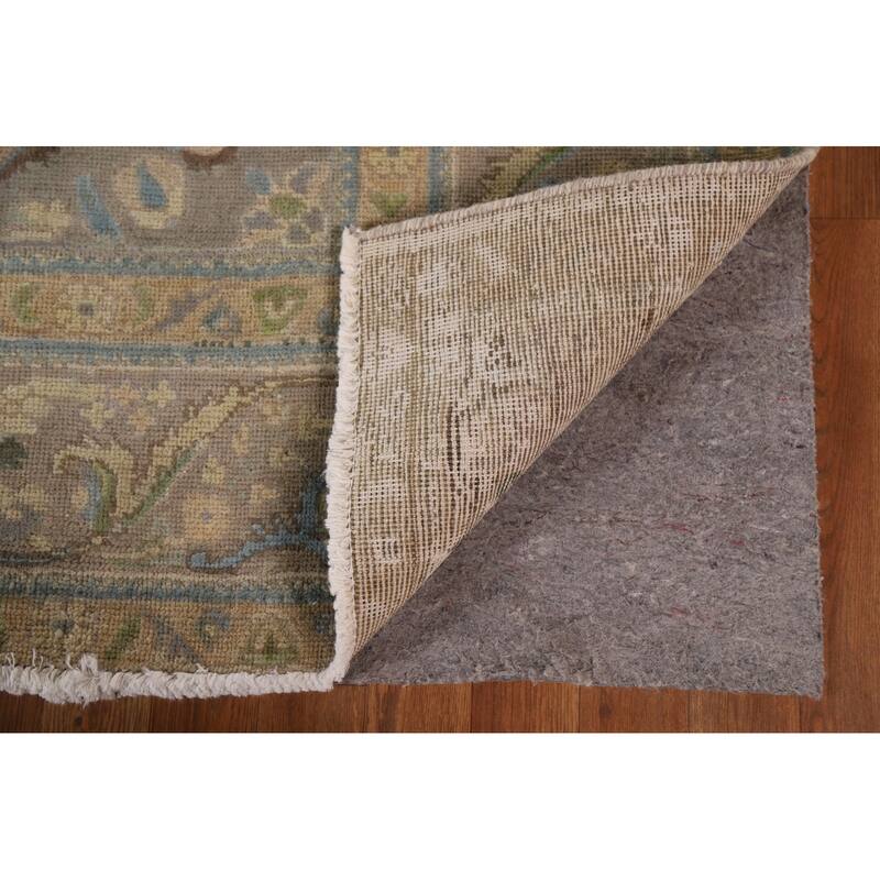 Hand Knotted Oriental 100% Wool Carpet Traditional Medallion Greys & Charcoal Tabriz Area Rug - 10' 11'' X 8' 5''