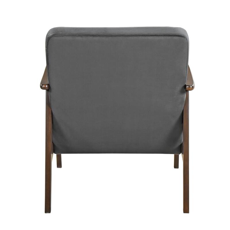 Vandie Accent Club Chair, Dark Gray Polyester, Solid Rubberwood Frame