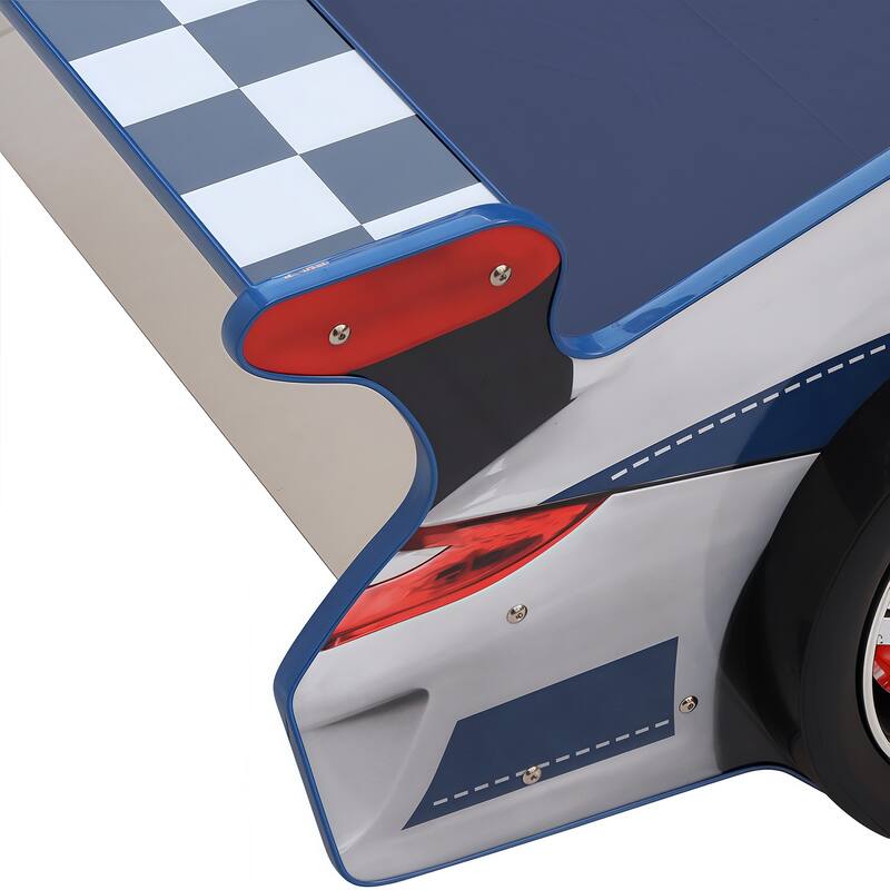 Kids Police Car Floor Bed with LED Light - Twin Size Role Play Bed for Boys & Girls