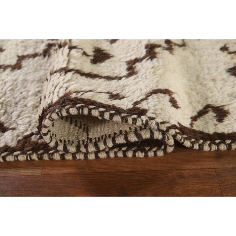 Turkish Anatolian Runner Rug Hand-knotted Beige Wool Carpet - 3'2"x 11'11"