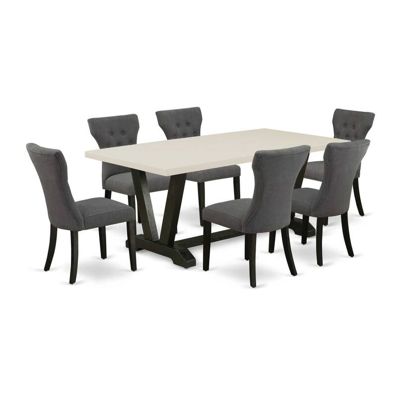 Modern 7-Piece Dining Set - Rectangular Table & 6 Upholstered Chairs - 72