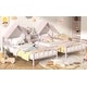 preview thumbnail 19 of 28, Metal Double Twin Size Platform Bed with House-shaped Headboard and Built-in Nightstand, White