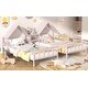 preview thumbnail 4 of 13, Pink Twin Size Metal Double Platform Bed with House-shaped Headboard and a Built-in Nightstand