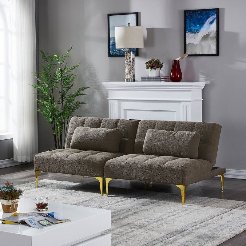 Convertible Sofa Bed with Teddy Fabric, Freely Configurable Sections