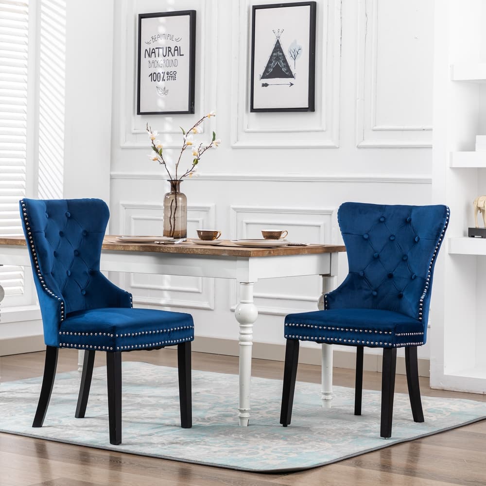 Grandview Tufted Upholstered Dining Chair (Set of 2) with Nailhead Trim and Ring Pull