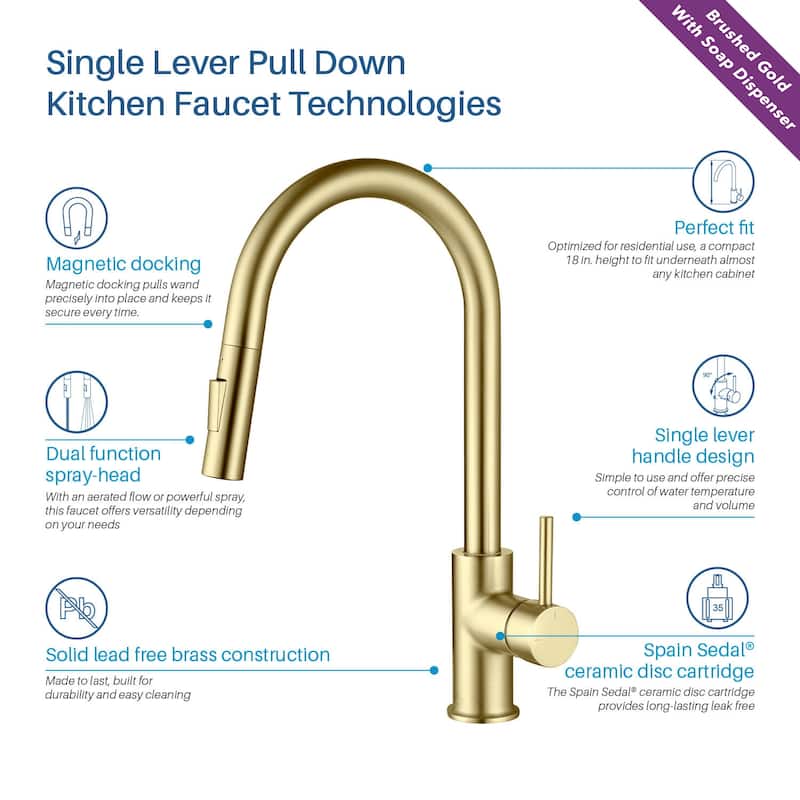 Blossom Solid Pull-Down Kitchen Faucet w/ 360 Swivel, Single Handle