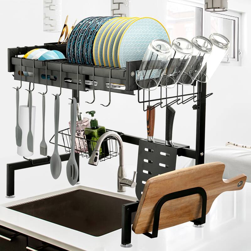 Adjustable Multifunctional Over Sink Dish Drying Rack, 25.6-35.5in