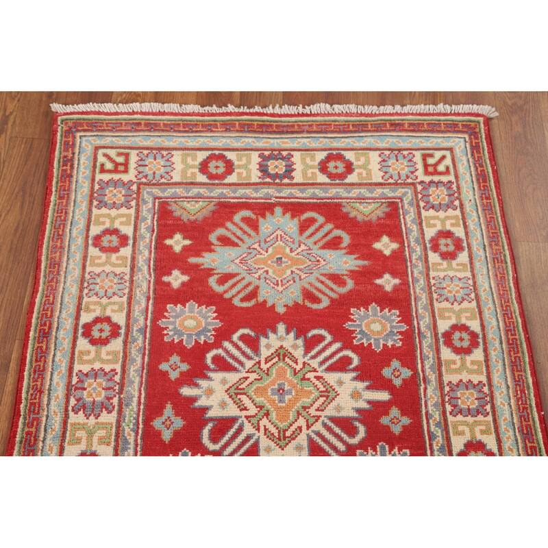 Red Kazak Accent Rug Hand-Knotted Wool Carpet - 2'8" x 3'10"
