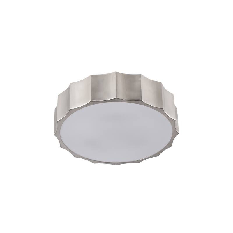 4 Light Shiny Nickel Stainless Steel Flush Mount with White Diffusers