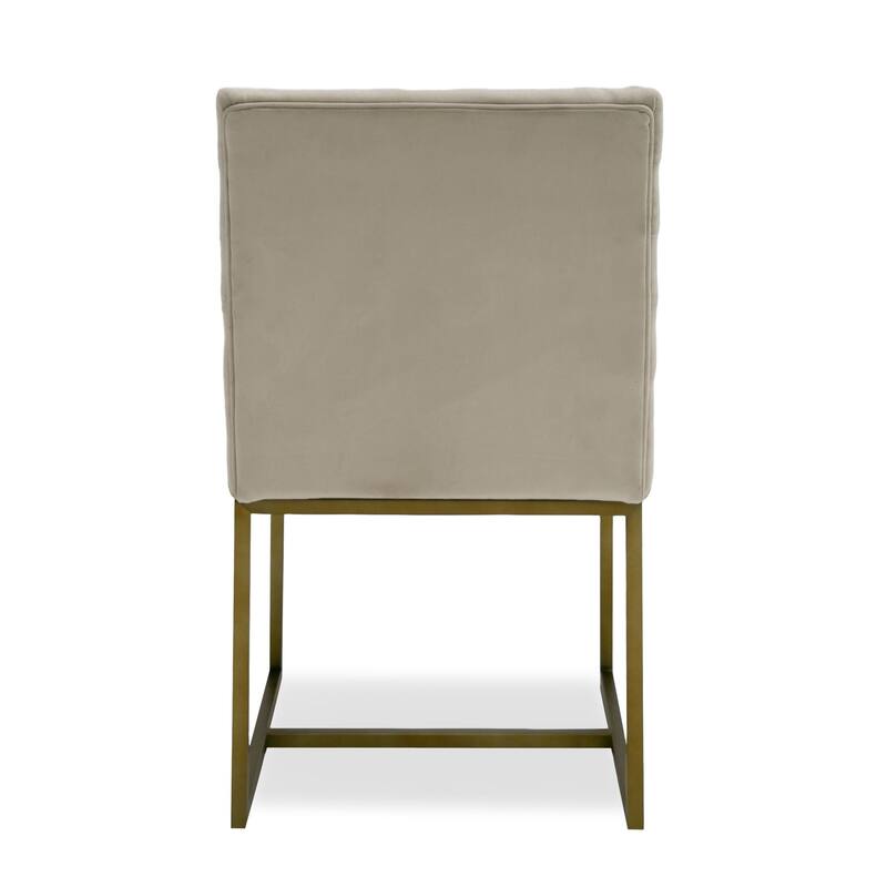 Modrest Barker Modern Beige & Brush Gold Dining Chair (Set of 2)