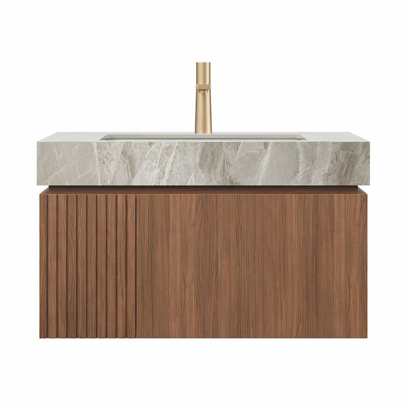 30" Brown Oak Cabinet only, NO Basin and Top, NO Faucet and Sink Cover