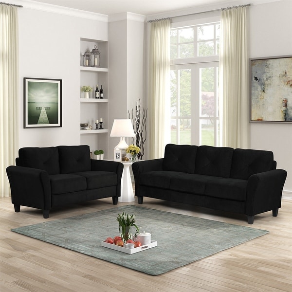 Mid century modern sofa and loveseat set top