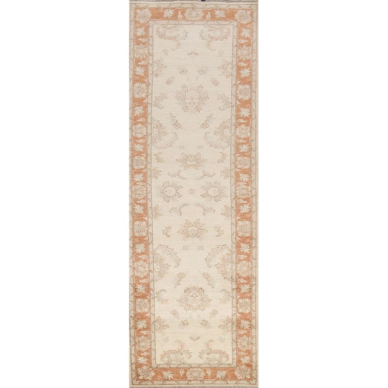 Vegetable Dye Floral Peshawar Chobi Oriental Wool Runner Rug Handmade - 2'9" x 9'10"