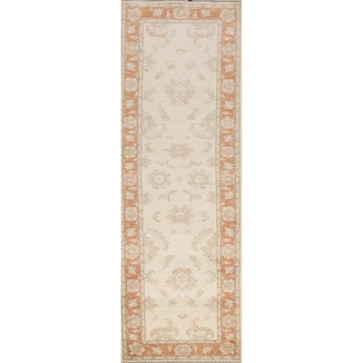 Vegetable Dye Floral Peshawar Chobi Oriental Wool Runner Rug Handmade - 2'9" x 9'10"