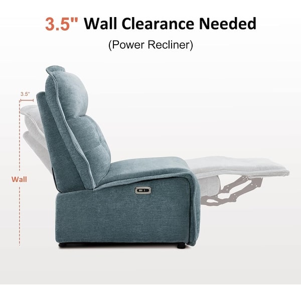 dimension image slide 3 of 10, MCombo Armless Power Recliner Chair with USB Ports, 3.5" Wall Clearance Electric Reclining Sofa Chair for Living Room, ALR01