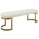 preview thumbnail 5 of 5, Shearling Top Bench with Hand Forged Base - 60" - White and Gold