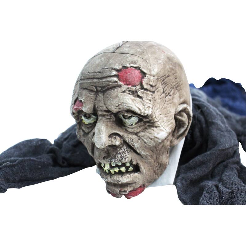 Haunted Hill Farm 62 In. Animatronic Zombie, Indoor/Outdoor Halloween Decoration, Flashing Red Eyes, Poseable, Battery