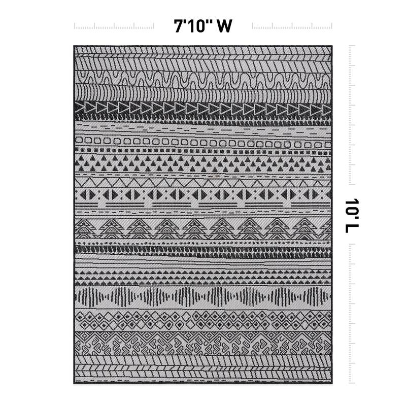 World Rug Gallery Contemporary Geometric Bohemian Textured Flat Weave Indoor/Outdoor Area Rug