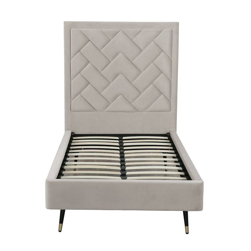 Manhattan Comfort Crosby Modern Velvet Upholstered Bed
