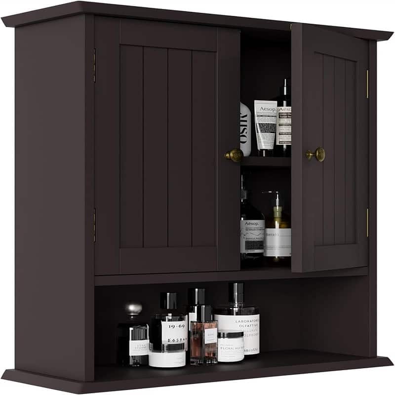 Bathroom Cabinet Wall Mounted - 7.8"D x 21.5"W x 23.6"H - Brown Small