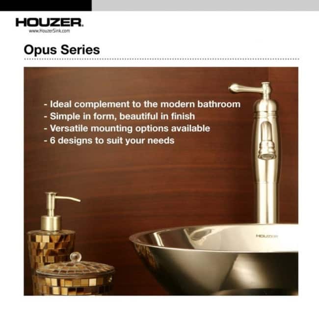 Houzer Opus 16-3/4" 18-Gauge Stainless Steel Drop In Bathroom Sink